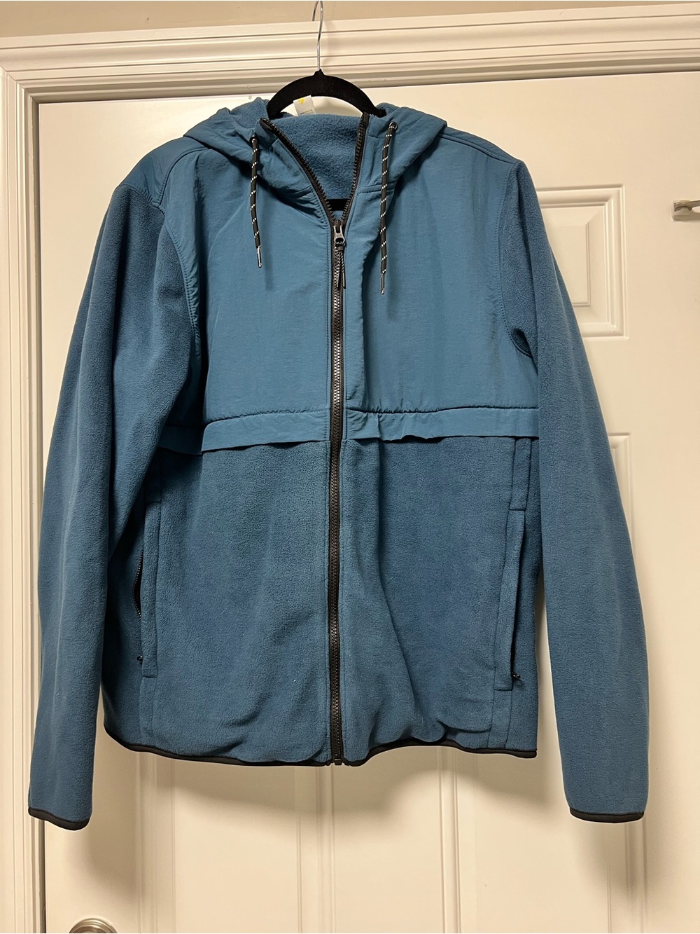 Women’s Fleece Hooded Jacket Full Zip Front Blue Size Large